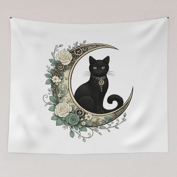 Item preview, Minimalist Gothic Style Steampunk Black Cat designed and sold by scicilysimonee.