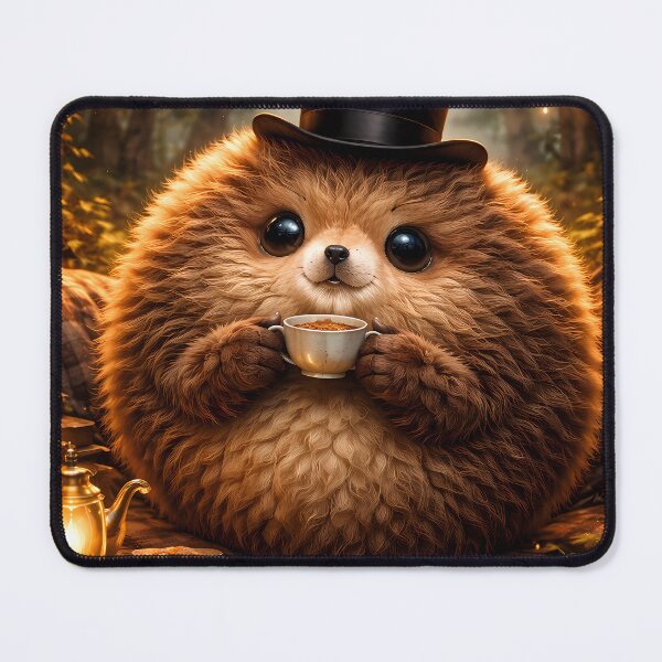 Item preview, Cute Hedgehog Tea Time Cozy Forest Art designed and sold by KnitOfShadoF.