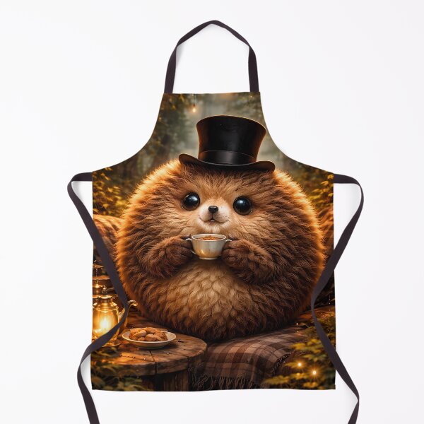 Item preview, Cute Hedgehog Tea Time Cozy Forest Art designed and sold by KnitOfShadoF.