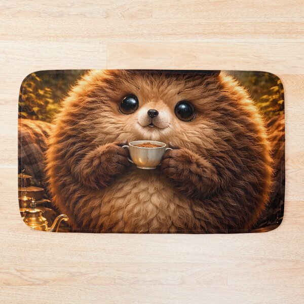 Item preview, Cute Hedgehog Tea Time Cozy Forest Art designed and sold by KnitOfShadoF.