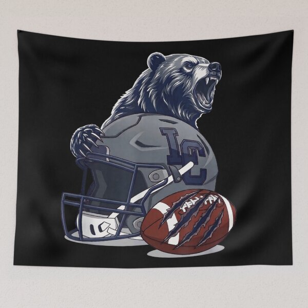Item preview, Aggressive Grizzly Bear Ripping American Football With Helmet Sports Mascot Design designed and sold by DaphoLatara.