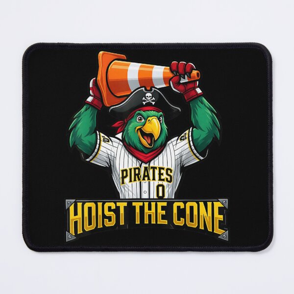 Item preview, Pirate Parrot Mascot Hoisting Orange Traffic Cone Baseball Sports Team Fan Art designed and sold by DaphoLatara.