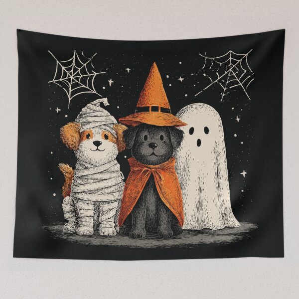 Item preview, Dogs Trio Trio Autumn Halloween Mummy Witch Ghost designed and sold by GrinGalore.