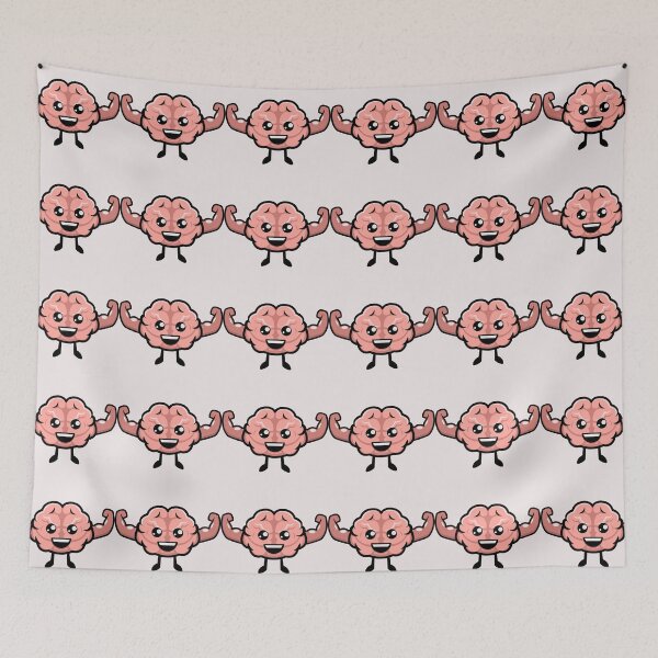 Item preview, Brain Power – Strong Cartoon Brain Character Flexing Muscles designed and sold by Artsy Corner.