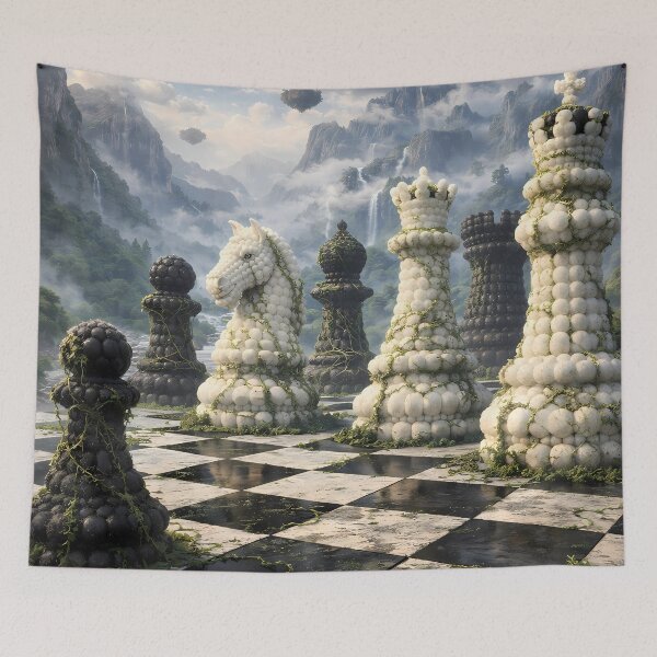Item preview, Epic Fantasy Chess Landscape Surreal Art designed and sold by KnitOfShadoF.
