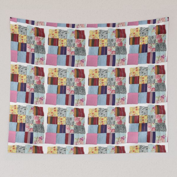 Item preview, multicolor block chess board with chess patchwork pattern fabric hand quilt sewing, handmade designed and sold by pipikijung.