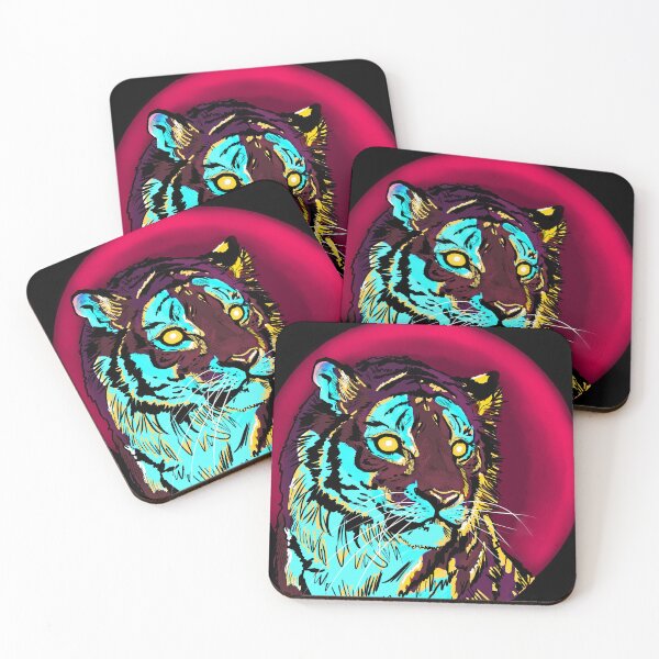 Item preview, Neon Cyberpunk Tiger Portrait - Retro Synthwave Wildlife Art designed and sold by Kaitychoco.