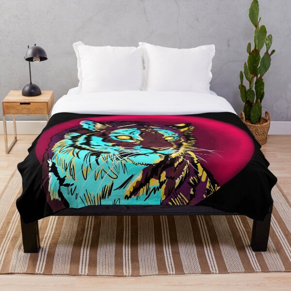Item preview, Neon Cyberpunk Tiger Portrait - Retro Synthwave Wildlife Art designed and sold by Kaitychoco.