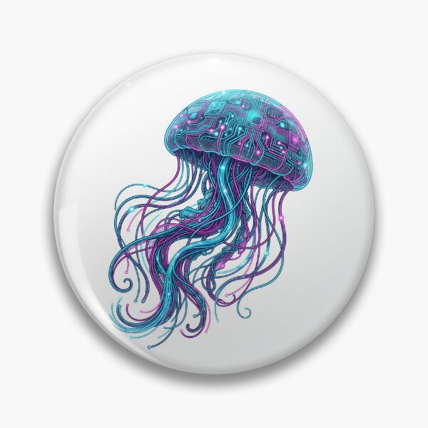 Item preview, Cyberpunk Neon Jellyfish Sci-Fi Circuitry Graphic designed and sold by Kvarny.