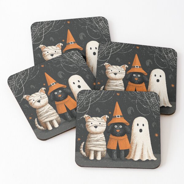 Item preview, Dogs Trio Funny Surprised Autumn Halloween Mummy Witch Ghost designed and sold by GrinGalore.
