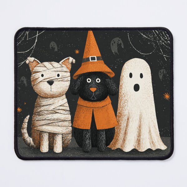 Item preview, Dogs Trio Funny Surprised Autumn Halloween Mummy Witch Ghost designed and sold by GrinGalore.