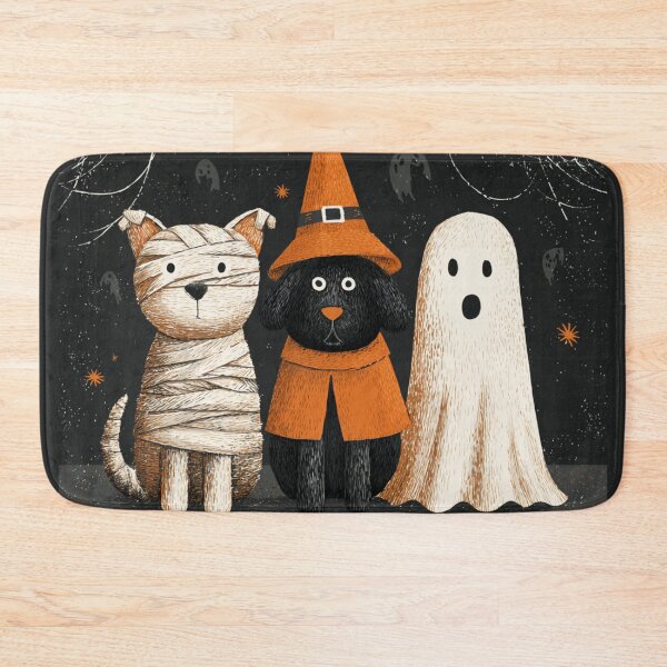 Item preview, Dogs Trio Funny Surprised Autumn Halloween Mummy Witch Ghost designed and sold by GrinGalore.
