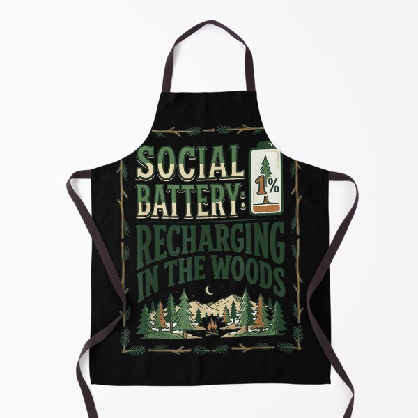Item preview, Social Battery Recharging in The Woods Funny Camping Art designed and sold by JohnVBurks.