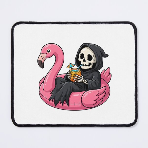 Item preview, Cute Grim Reaper Relaxing in Flamingo Float designed and sold by Kvarny.