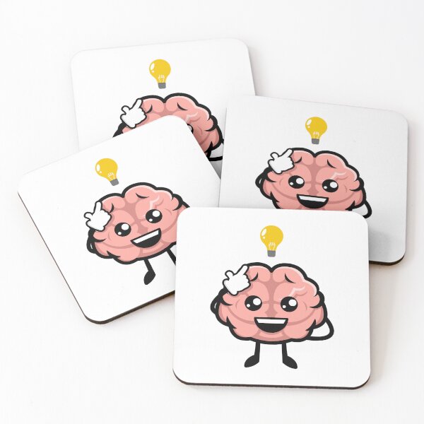 Item preview, Bright Idea – Cute Cartoon Brain Character with Lightbulb designed and sold by Artsy Corner.