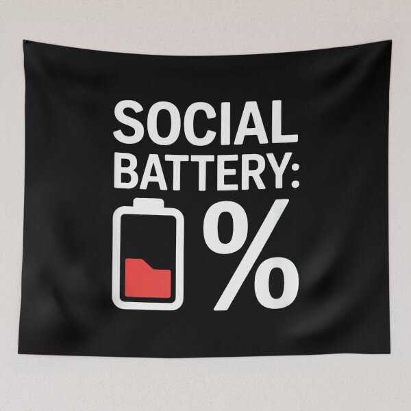 Item preview, Social Battery Percent Introvert Humor Quote designed and sold by JohnVBurks.