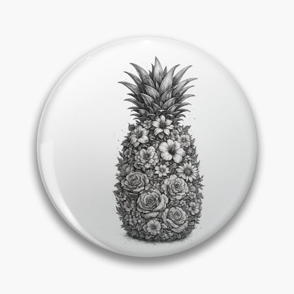 Item preview, Floral Pineapple Black & White – Artistic Fruit T-Shirt Print designed and sold by Aniahck.
