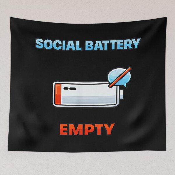 Item preview, Social Battery Empty Introvert Humor Illustration designed and sold by JohnVBurks.