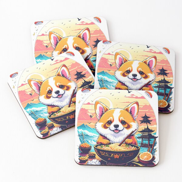 Item preview, Corgi Eating Ramen Japanese Pop Art designed and sold by icemanphotos.