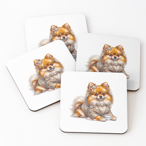 Item preview, Glamour Pomeranian in Sparkles - Luxury Coffee Dog Art designed and sold by LazyScreations.