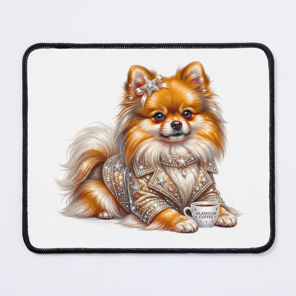 Item preview, Glamour Pomeranian in Sparkles - Luxury Coffee Dog Art designed and sold by LazyScreations.