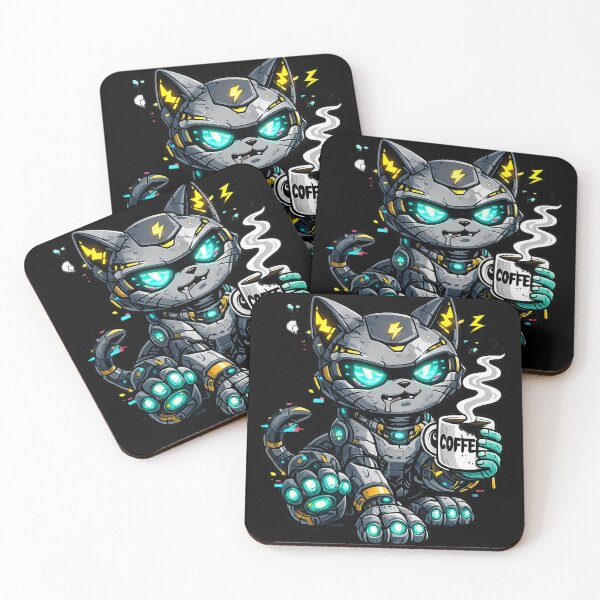 Item preview, Cyberpunk robot cat-futuristic, neon Taki kitty designed and sold by UnicornDreamers.