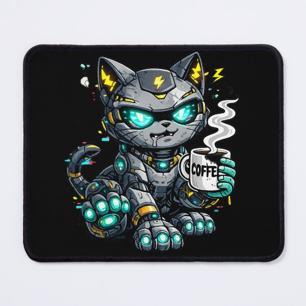 Item preview, Cyberpunk robot cat-futuristic, neon Taki kitty designed and sold by UnicornDreamers.