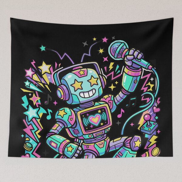 Item preview, VIBE ON Neon Robot Music Mascot – Colorful DJ Robot Streetwear Design designed and sold by AmazingEG.