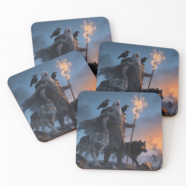Item preview, Odin with Geri, and Freki, and Huninn, and Muninn designed and sold by JoreJj Z. Elprehzleinn.