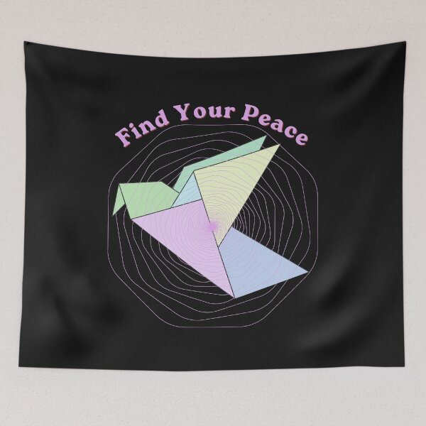 Item preview, Find Your Peace – Pastel Origami Bird with Spiral Waves designed and sold by Aquarius-club.