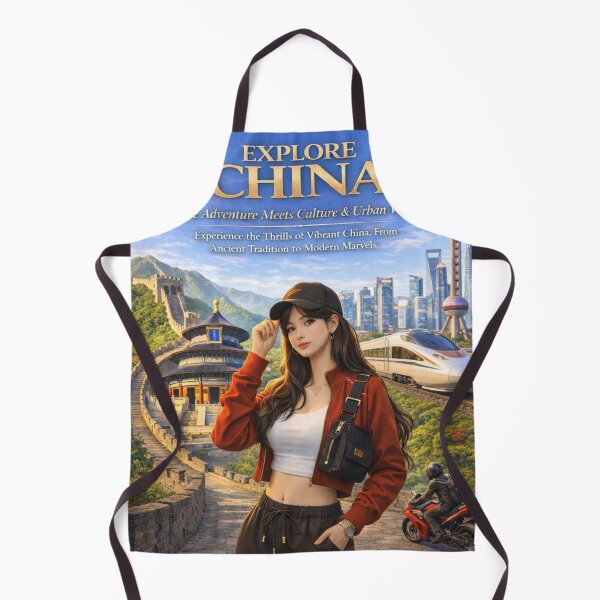 Item preview, Explore China – Great Wall to Shanghai Travel Poster | Modern Culture & Adventure Aesthetic Art designed and sold by Inkora-Art.
