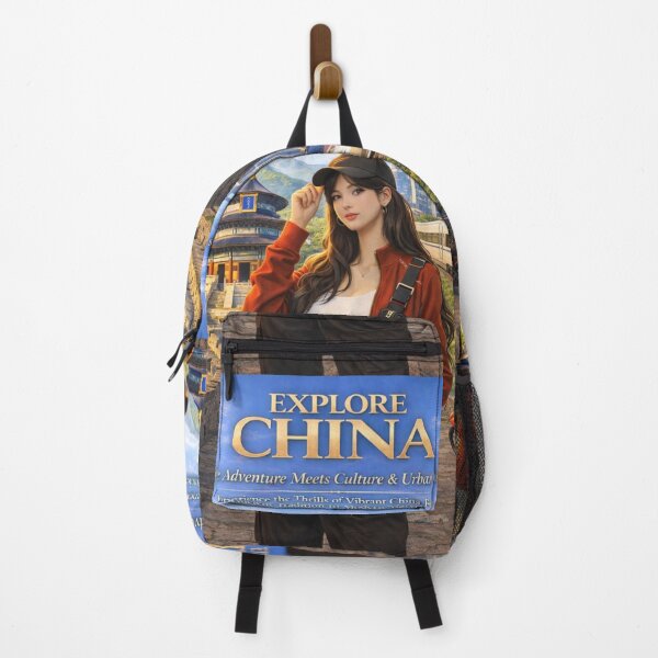 Item preview, Explore China – Great Wall to Shanghai Travel Poster | Modern Culture & Adventure Aesthetic Art designed and sold by Inkora-Art.