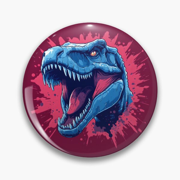 Item preview, Dinosaur 3 - Blue Roaring T-Rex Pink Splatter designed and sold by NikaNavi.