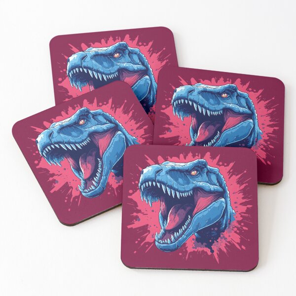 Item preview, Dinosaur 3 - Blue Roaring T-Rex Pink Splatter designed and sold by NikaNavi.