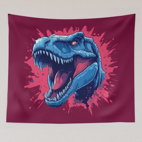 Item preview, Dinosaur 3 - Blue Roaring T-Rex Pink Splatter designed and sold by NikaNavi.