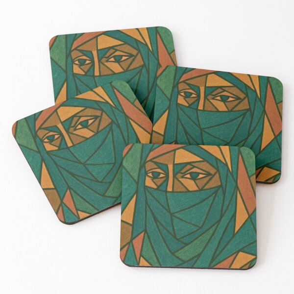 Item preview, Mysterious Veiled Woman. Geometric Mosaic Portrait designed and sold by SabPucci.