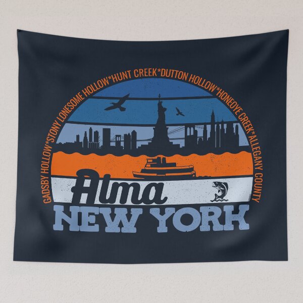 Item preview, Alma New York Sunset Retro Vintage Local Pride Logo designed and sold by CRHPOD20.