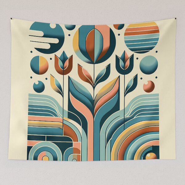 Item preview, Geometric Botanical Flowers in Retro Shapes designed and sold by InkSmithery.