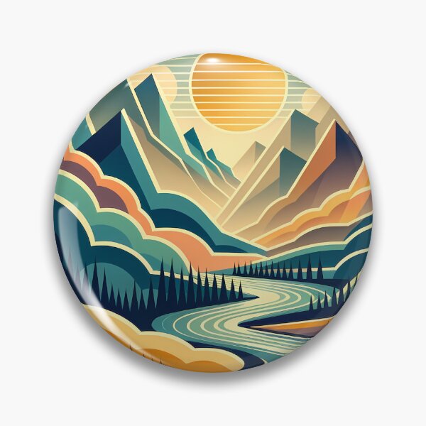 Item preview, Geometric Mountain Valley at Sunset designed and sold by InkSmithery.