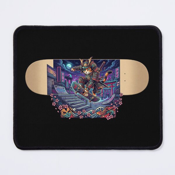 Item preview, Cyber Samurai Cat – Street Style Skateboard Art!!! designed and sold by Dearfashion.