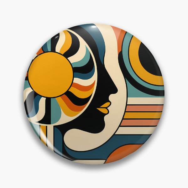 Item preview, Geometric Abstract Face in Retro Circles designed and sold by InkSmithery.