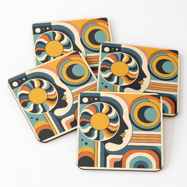 Item preview, Geometric Abstract Face in Retro Circles designed and sold by InkSmithery.