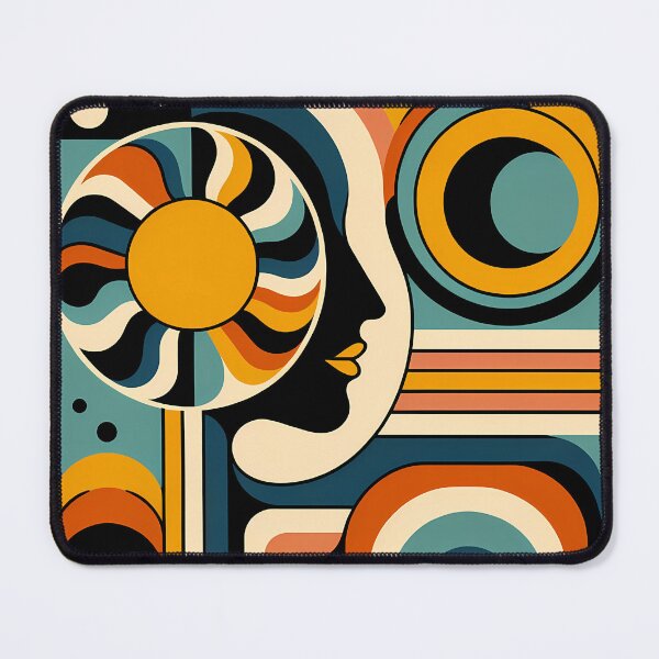 Item preview, Geometric Abstract Face in Retro Circles designed and sold by InkSmithery.