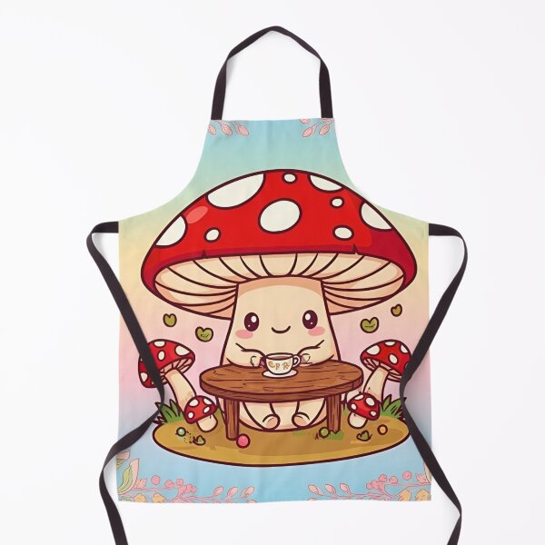 Item preview, Kawaii Mushroom Drinking Tea – Cute Cozy Cottagecore Illustration designed and sold by Good Vibes .