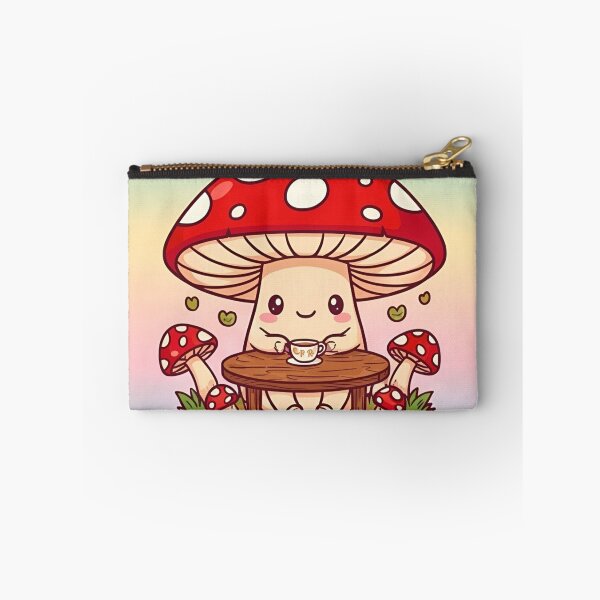 Item preview, Kawaii Mushroom Drinking Tea – Cute Cozy Cottagecore Illustration designed and sold by Good Vibes .