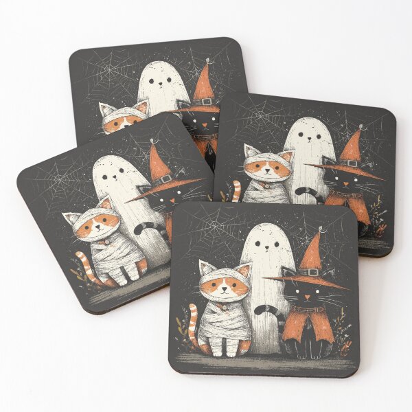 Item preview, Cats Trio Autumn Halloween Mummy Witch Ghost designed and sold by GrinGalore.