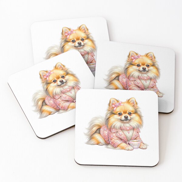 Item preview, Glamour Pomeranian in Pink Sparkles - Luxury Coffee Dog Art designed and sold by LazyScreations.
