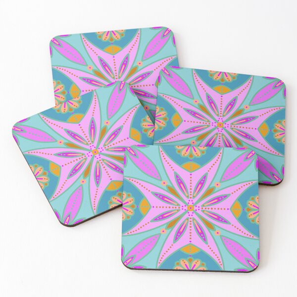 Item preview, Retro Hippie Floral Pattern on Teal Background designed and sold by anamariafischer.