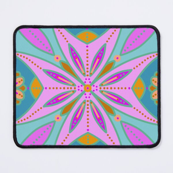 Item preview, Retro Hippie Floral Pattern on Teal Background designed and sold by anamariafischer.