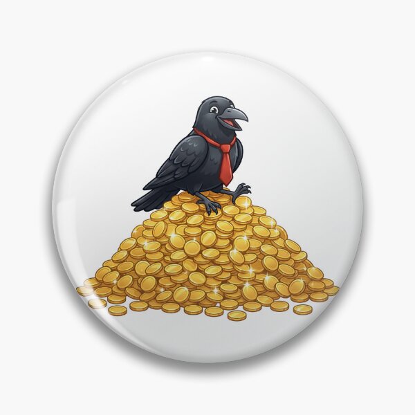 Item preview, Funny Crow in Red Tie Sitting on Gold Coin Pile designed and sold by Kvarny.